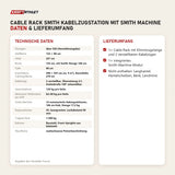 Technische Daten und Lieferumfang von Younix Cable Rack Smith Kabelzugstation mit Smith Machine als Tabelle