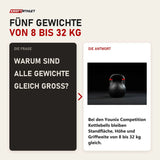 Frage und Antwort zu Younix Competition Kettlebell Full Set: Warum sind alle Gewichte gleich groß?