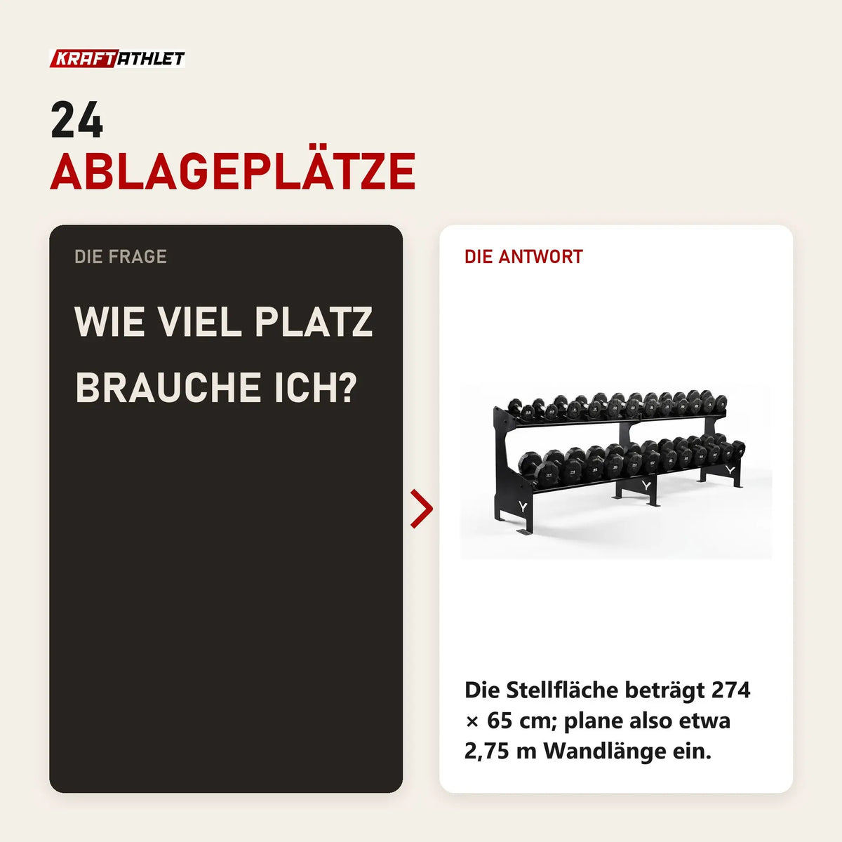 Frage und Antwort zu Younix Double Deck Hantelablage Kurzhantelrack: Wie viel Platz brauche ich?