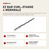 Younix EZ Bar Curl-Stange mit 4 Merkmalen: 3 Schaftwinkel, Hülsen für Olympia-Scheiben, Messingbuchsen, Schaft schwarz E-beschichtet