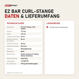 Technische Daten und Lieferumfang von Younix EZ Bar Curl-Stange als Tabelle
