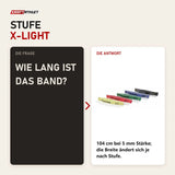 Frage und Antwort zu Younix Fabric Elastic Band X-Light Widerstandsband: Wie lang ist das Band?