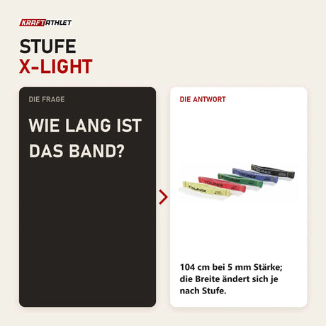 Frage und Antwort zu Younix Fabric Elastic Band X-Light Widerstandsband: Wie lang ist das Band?