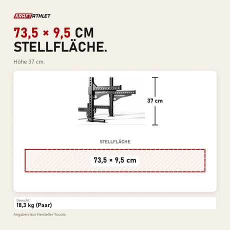 Maßbild Younix Half Safety Bars Sicherheitsablagen: Stellfläche 73,5 × 9,5 cm, Höhe 37 cm
