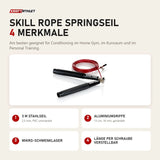 Younix Skill Rope Springseil mit 4 Merkmalen: 3 m Stahlseil, Aluminiumgriffe, Mikro-Schwenklager, Länge per Schraube verstellbar