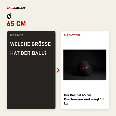 Frage und Antwort zu Younix Stability Ball Pro 65 Gymnastikball: Welche Größe hat der Ball?