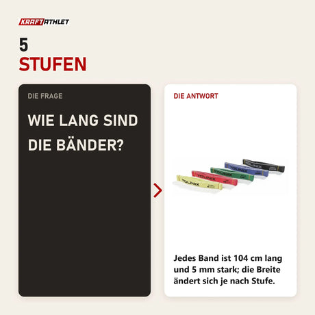 Frage und Antwort zu Younix Widerstandsbänder Full Set: Wie lang sind die Bänder?