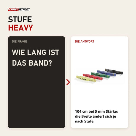 Frage und Antwort zu Younix Widerstandsband Heavy Fabric Band: Wie lang ist das Band?