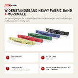 Younix Widerstandsband Heavy Fabric Band mit 4 Merkmalen: Stufe Heavy, 104 cm lang, Farbcodiert, Steigender Widerstand mit der Dehnung
