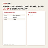 Technische Daten und Lieferumfang von Younix Widerstandsband Light Fabric Band als Tabelle